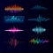 Vector digital music equalizer audio waves design template audio signal visualization signal illustration.