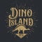 Vector dino island logo concept. Stegosaurus national park insignia design