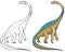 Vector dinosaur Brachiosaurus. contour for coloring.