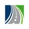 Vector direction logo combination. Roadway and curved road symbol.