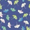 Vector ditsy seamless pattern with ginkgo leaves