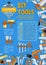 Vector DIY work tools poster for home repair