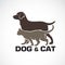 Vector of a dog and cat design on white background. Animal. Pet logo or icon. Easy editable layered vector illustration