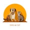 Vector dog and cat flat design - friendly pets -pet shop design template