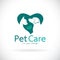 Vector of a dog and cat in heart shape on white background. Veterinary icon with pet. Pet Care. Banners Animal.