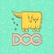 Vector dog funny caricature animal cartoon shaggy pet character. Contour flat bright isolated colorful sketch