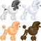 vector Dog Poodle breed of different colors