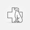 Vector dog with veterinary cross icon