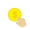 Vector dollar coin icon and hand cursor icon. Earnings per click on white isolated background