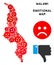 Vector Dolor Malawi Map Mosaic of Sad Smileys