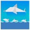 Vector dolphins Beautiful blue sky multicolored waves