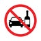 Vector don`t drink and drive pictogram sign, Prohibition symbol, Simple flat design illustration.