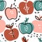 Vector doodle apple seamless pattern