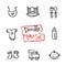 Vector doodle baby icons set. Cute hand drawn collection of kids objects