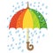 Vector doodle bright umbrella. I love Autumn. Fashion Umbrella Style. Rainbow and rain