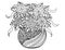 Vector doodle floral illustrated. Bouquet of flowers in a vase, hand drawing