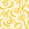 Vector doodle fruit pattern in yellow