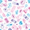 Vector doodle girly seamless pattern, texture or background