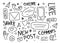 vector doodle icons of social networks, internet, messenger