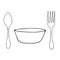 Vector doodle illustration of tableware fork and spoon
