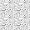 Vector doodle seamless pattern underwater life with fish, seashell, seaweed.