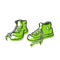 Vector doodle sneakers. Bright sketch contour illustration with offset green color.