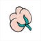 Vector doodle style element, drawing, cute cotton flower, color