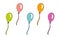 Vector Doodle Style Multicolored Balloons. Design for Postcards, Web Banners, Birthdays, Greetings and Invitations.