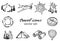 Vector doodle travel icons set