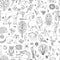 Vector doodles woodland seamless pattern.