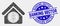 Vector Dot Commercial Building Icon and Grunge Banking Sector Stamp Seal