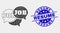 Vector Dot Job Forum Messages Icon and Scratched Resume Stamp