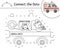 Vector dot-to-dot activity with ambulance and cute animals. Connect the dots game. Bear doctor driving emergency car with ill