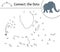 Vector dot-to-dot activity with cute animal. Connect the dots game. Elephant line drawing. Funny tropical coloring page for kids