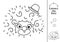 Vector dot-to-dot and color activity with cute clown face. Circus connect the dots game for children with funny artist. Amusement