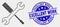 Vector Dotted Configuration Tools Icon and Distress Excellent Work Stamp Seal