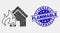 Vector Dotted House Fire Disaster Icon and Grunge Flammable Stamp