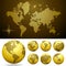 Vector dotted Map and Globe of the World - Gold