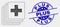 Vector Dotted Medical Data Icon and Scratched Plus Seal