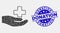 Vector Dotted Medical Donation Hand Icon and Grunge Donation Stamp