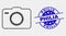 Vector Dotted Photo Camera Icon and Distress Philia Stamp Seal