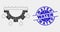 Vector Dotted Water Gear Drops Icon and Distress Water Stamp Seal
