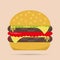 Vector double cheeseburger on a brown background