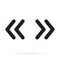 Vector double rounded chevron arrows. Fast forward, skip or next and previous sidebar tab icon.