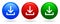 Vector download round button blue red and green color icon