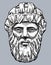 Vector drawing of ancient architectural detail in form of male head