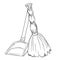 Vector drawing of broom and dustpan