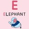 Vector drawing of capital of e elephant a giant animal on the land and love to eat plant and wear the dark blue shirt. Itâ€™s