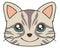 Vector drawing of cartoon style face of a cute gray tabby cat