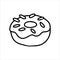 vector drawing in doodle style donut. simple line drawing donut, cake. black and white illustration